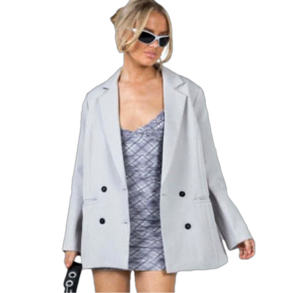 Lioness NWT Gray Wyoming Oversized Blazer Size XL - Picture 1 of 15